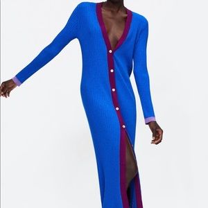 Zara Knit Cardigan maxi with metallic thread S